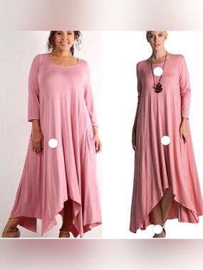 F&F Dusty Pink Asymmetrical Maxi Dress